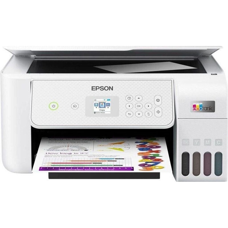 Epson EcoTank ET-2876 White multifunction inkjet printer (33 ppm mono · USB)
