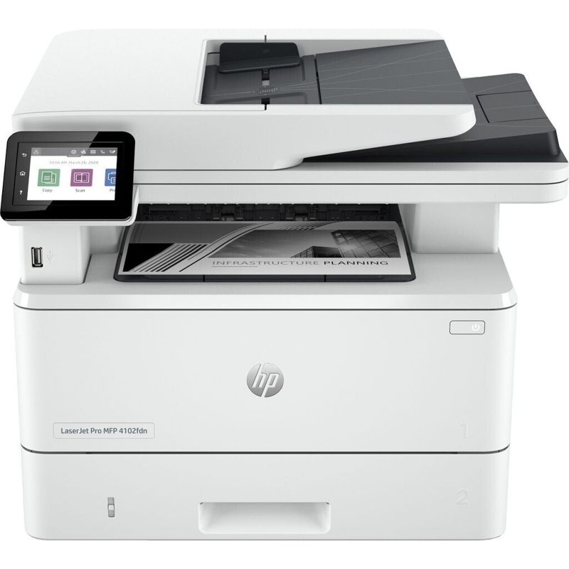 HP LaserJet Pro 4102fdn White Black Duplex Multifunction Laser Printer (40 ppm mono · Wi-Fi)